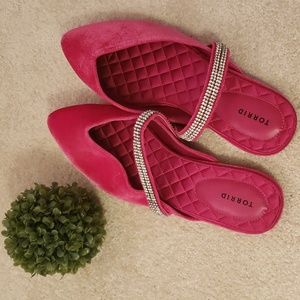 Pink Velour Torrid Flat Rhinestone Strap